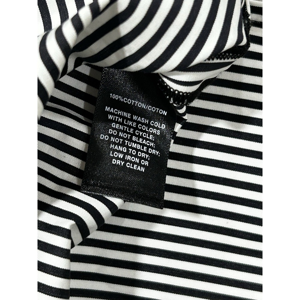 Lafayette 148 Women's L Black White Stripe Cotton Flare Bell Sleeve Blouse Shirt - Picture 7 of 8